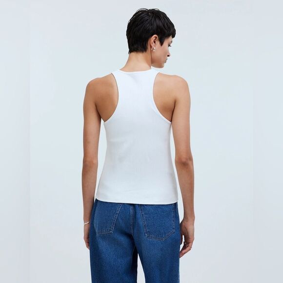 Madewell Highneck Tank Size XS With Shelf Bra in Sleekhold in White NWT - Picture 5 of 8